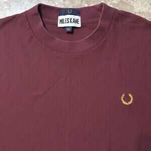 Fred Perry Miles Kane Shirt Mens XL Red Short Sleeve Tee Thermal Waffle
